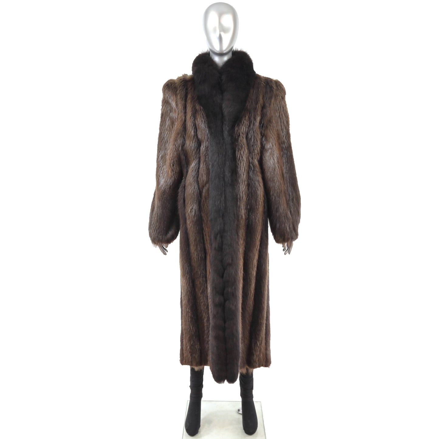 Beaver Coat with Fox Tuxedo- Size L