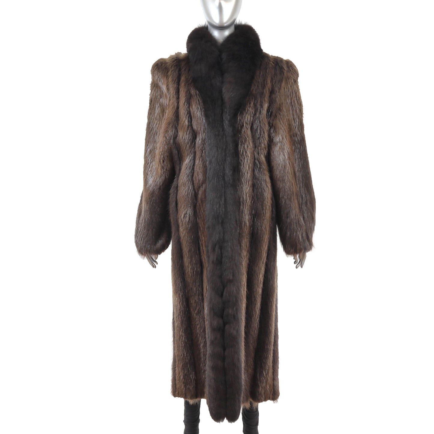 Beaver Coat with Fox Tuxedo- Size L