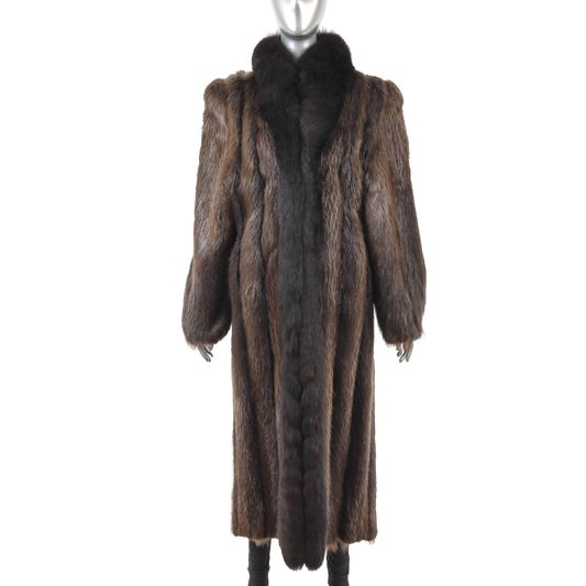Beaver Coat with Fox Tuxedo- Size L
