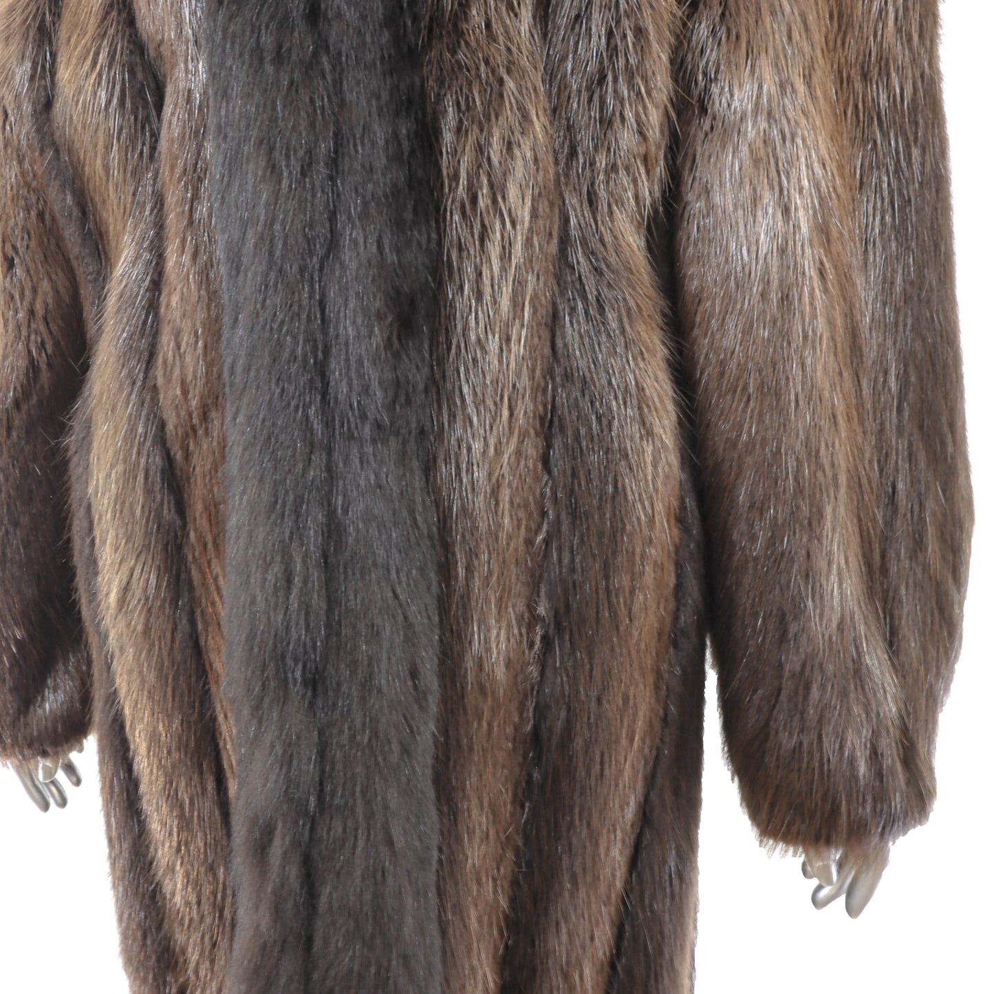 Beaver Coat with Fox Tuxedo- Size L