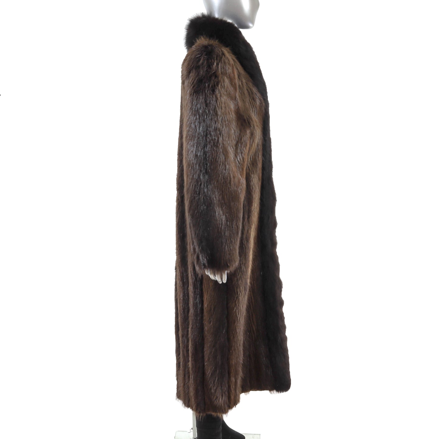 Beaver Coat with Fox Tuxedo- Size L