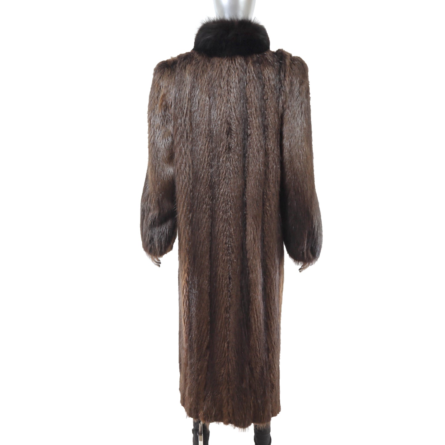 Beaver Coat with Fox Tuxedo- Size L
