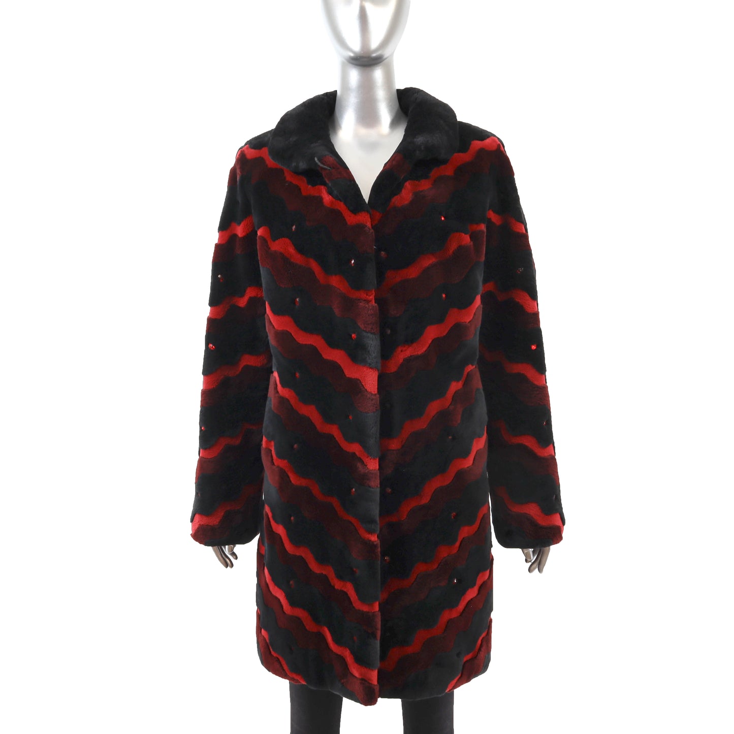 Zuki Sheared Beaver 3/4 Coat with Design- Size M