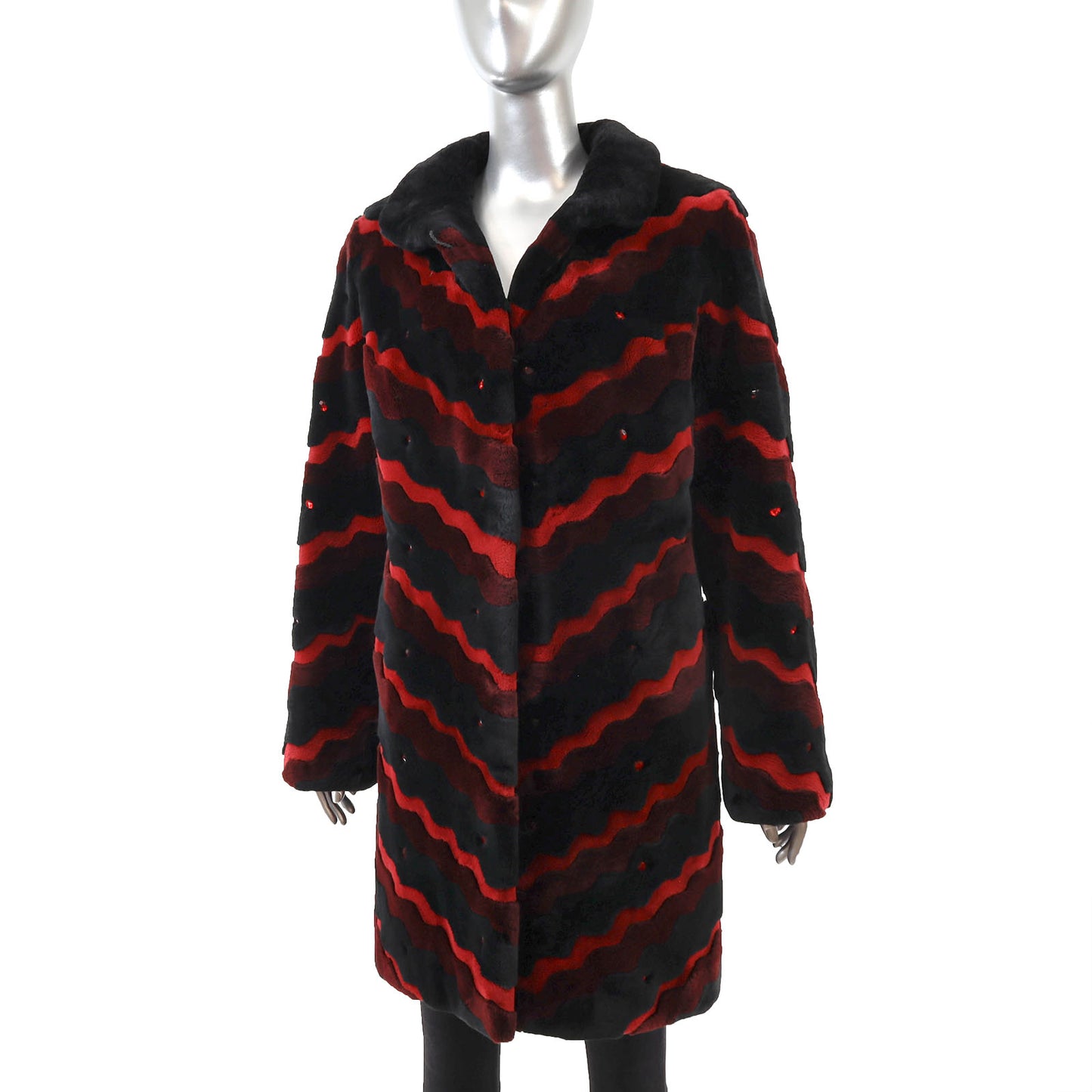 Zuki Sheared Beaver 3/4 Coat with Design- Size M