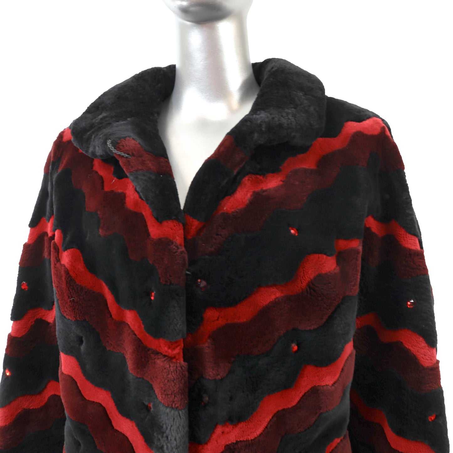 Zuki Sheared Beaver 3/4 Coat with Design- Size M
