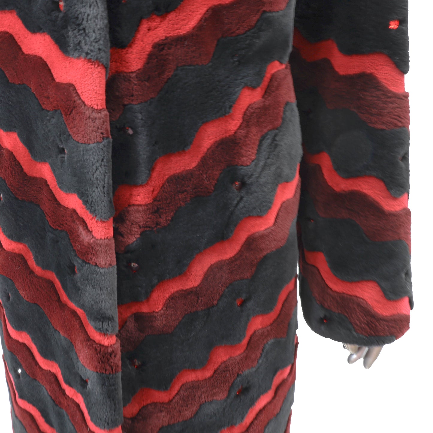 Zuki Sheared Beaver 3/4 Coat with Design- Size M