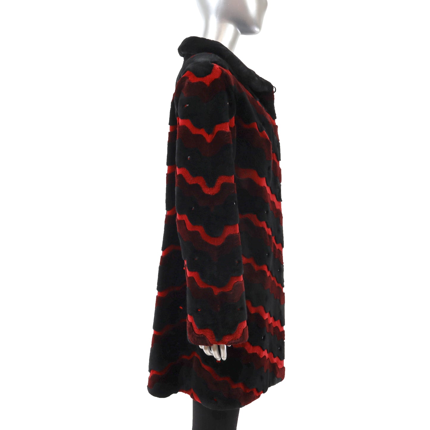 Zuki Sheared Beaver 3/4 Coat with Design- Size M