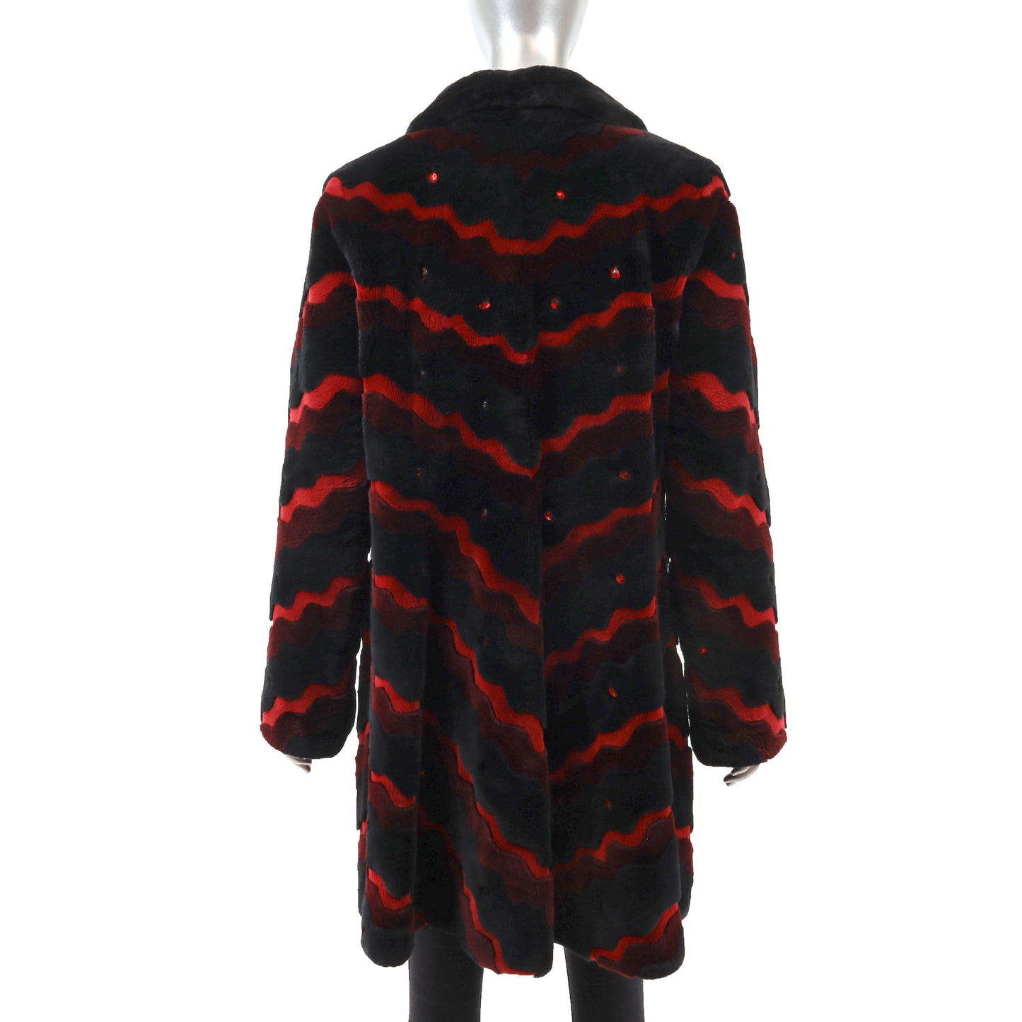 Zuki Sheared Beaver 3/4 Coat with Design- Size M