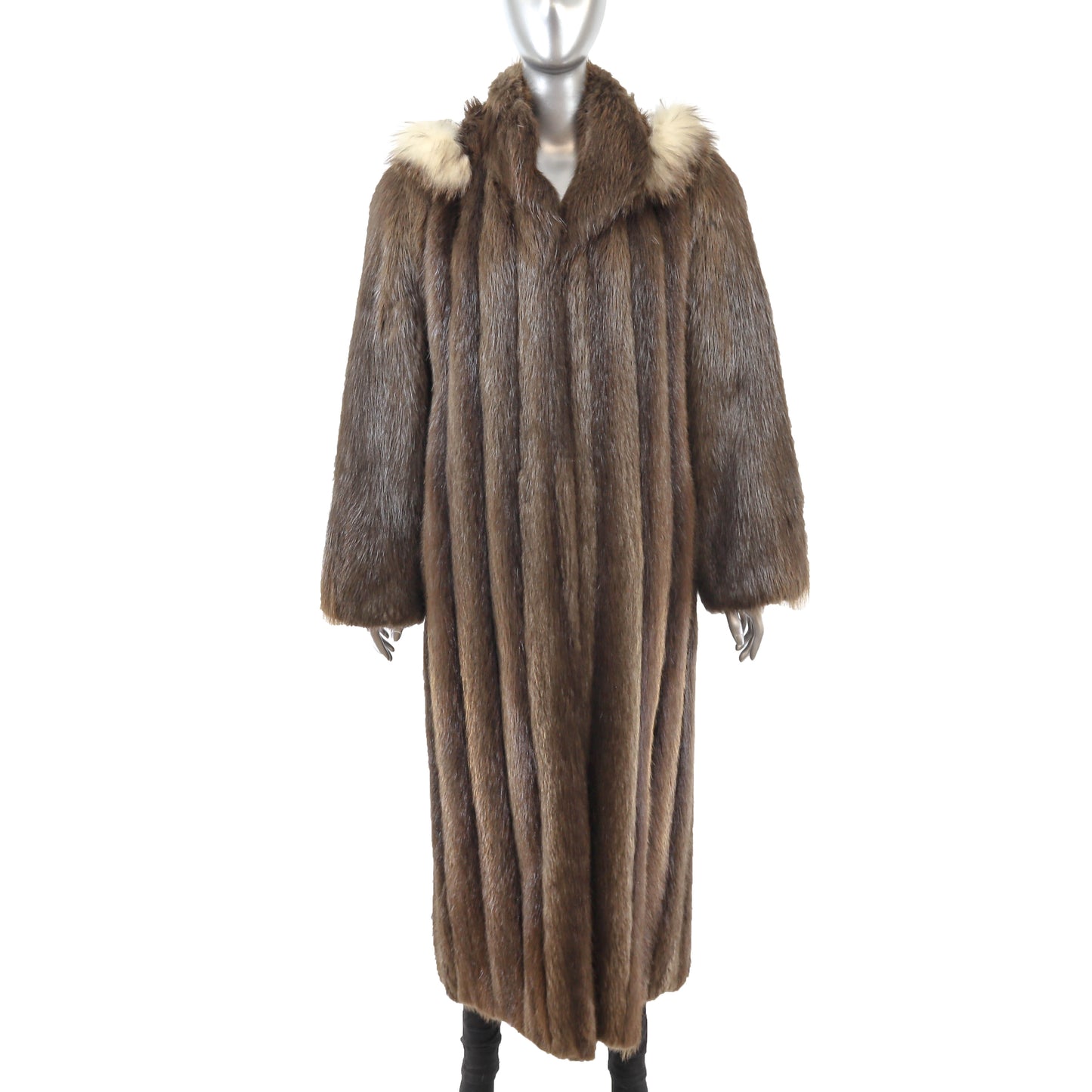 Beaver Coat with Detachable Hood- Size M