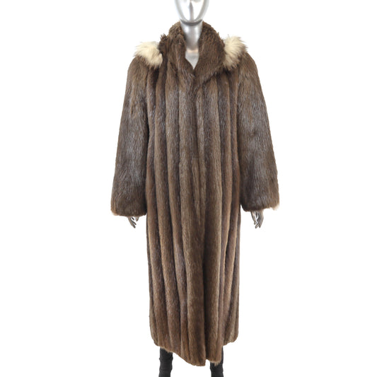 Beaver Coat with Detachable Hood- Size M
