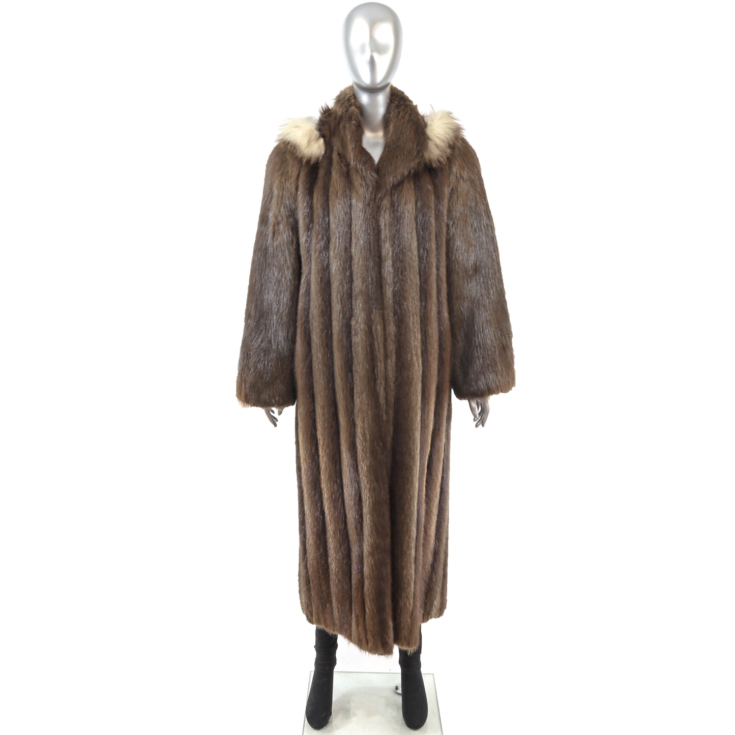 Beaver Coat with Detachable Hood- Size M