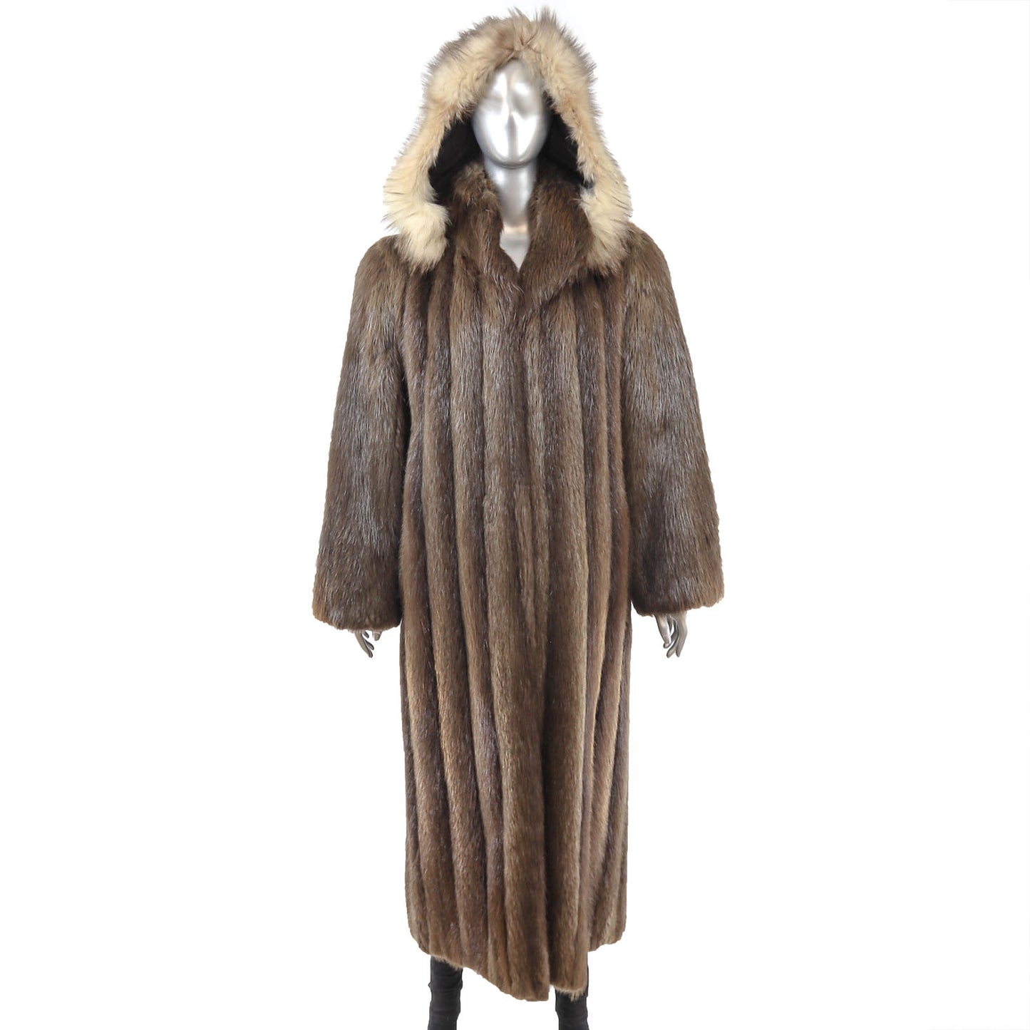 Beaver Coat with Detachable Hood- Size M