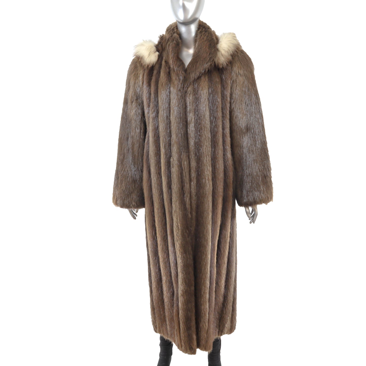 Beaver Coat with Detachable Hood- Size M