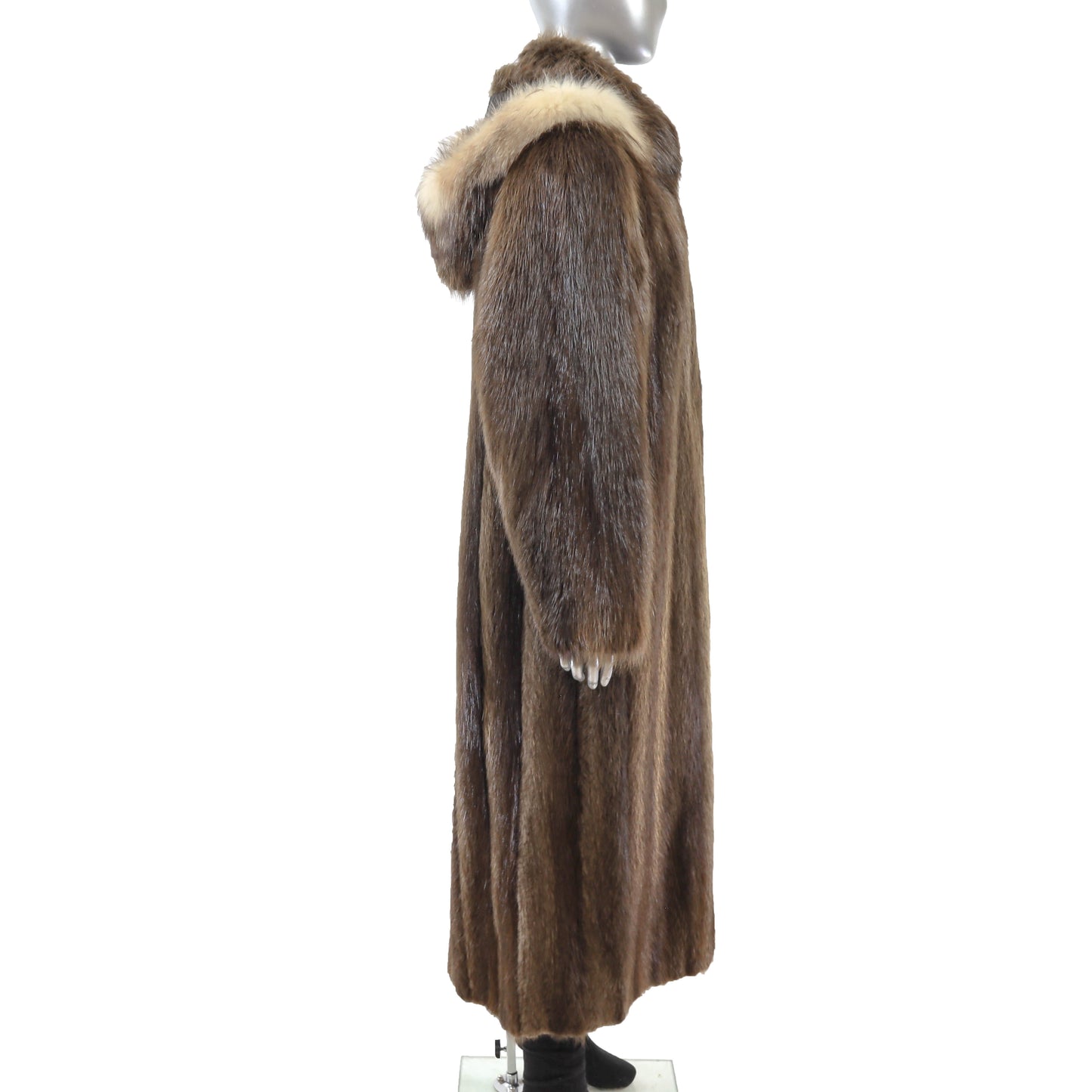 Beaver Coat with Detachable Hood- Size M