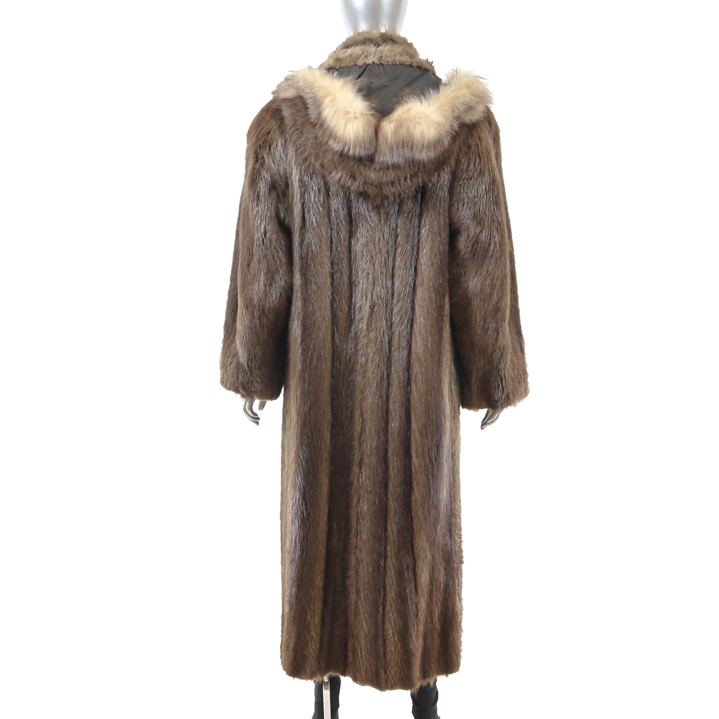 Beaver Coat with Detachable Hood- Size M