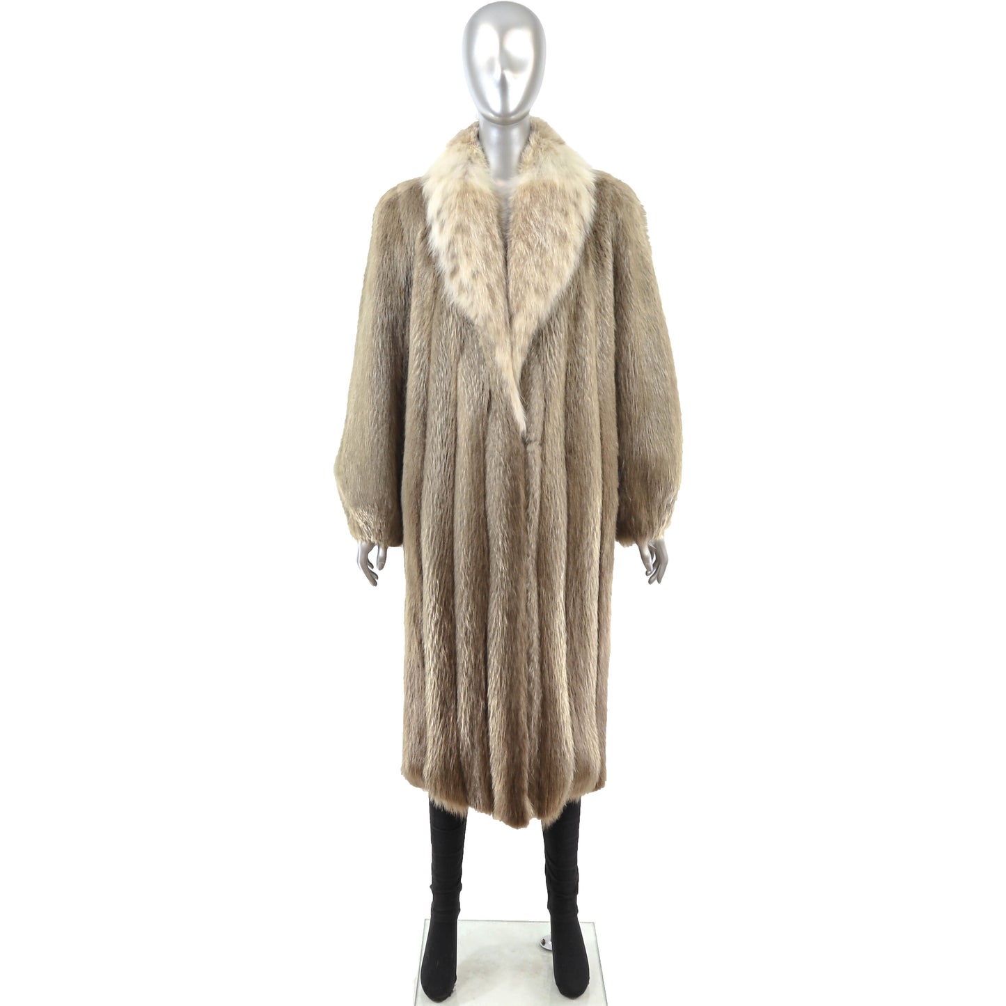 Blonde Beaver Coat with Lynx Collar- Size L