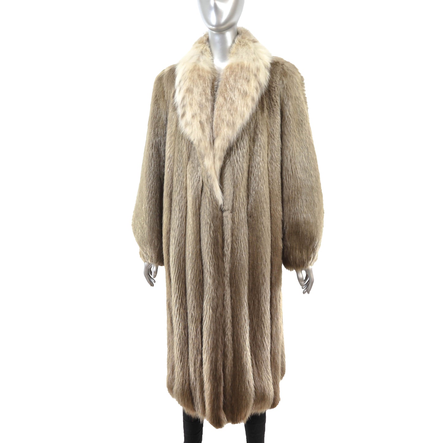 Blonde Beaver Coat with Lynx Collar- Size L
