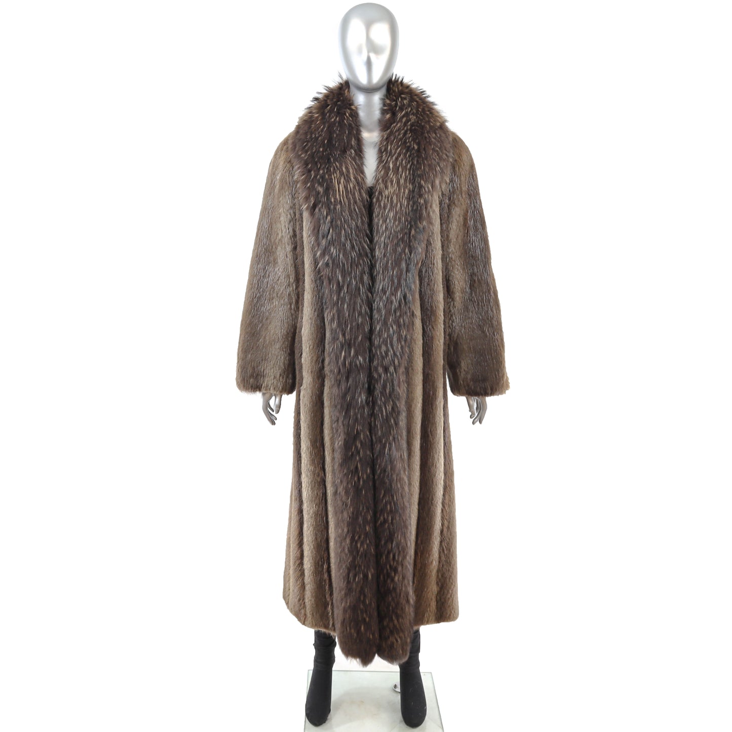 Beaver Coat with Fox Tuxedo- Size M