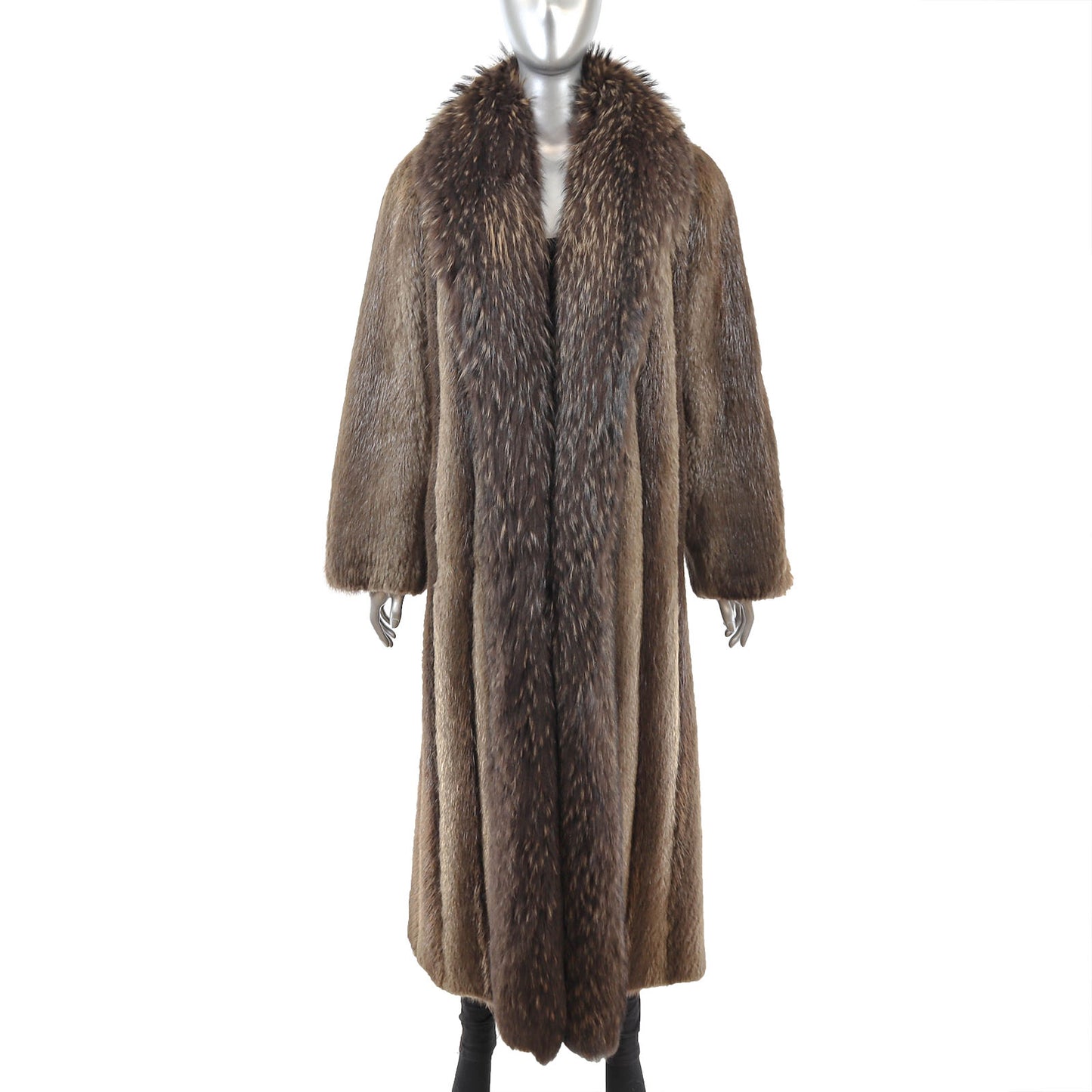 Beaver Coat with Fox Tuxedo- Size M