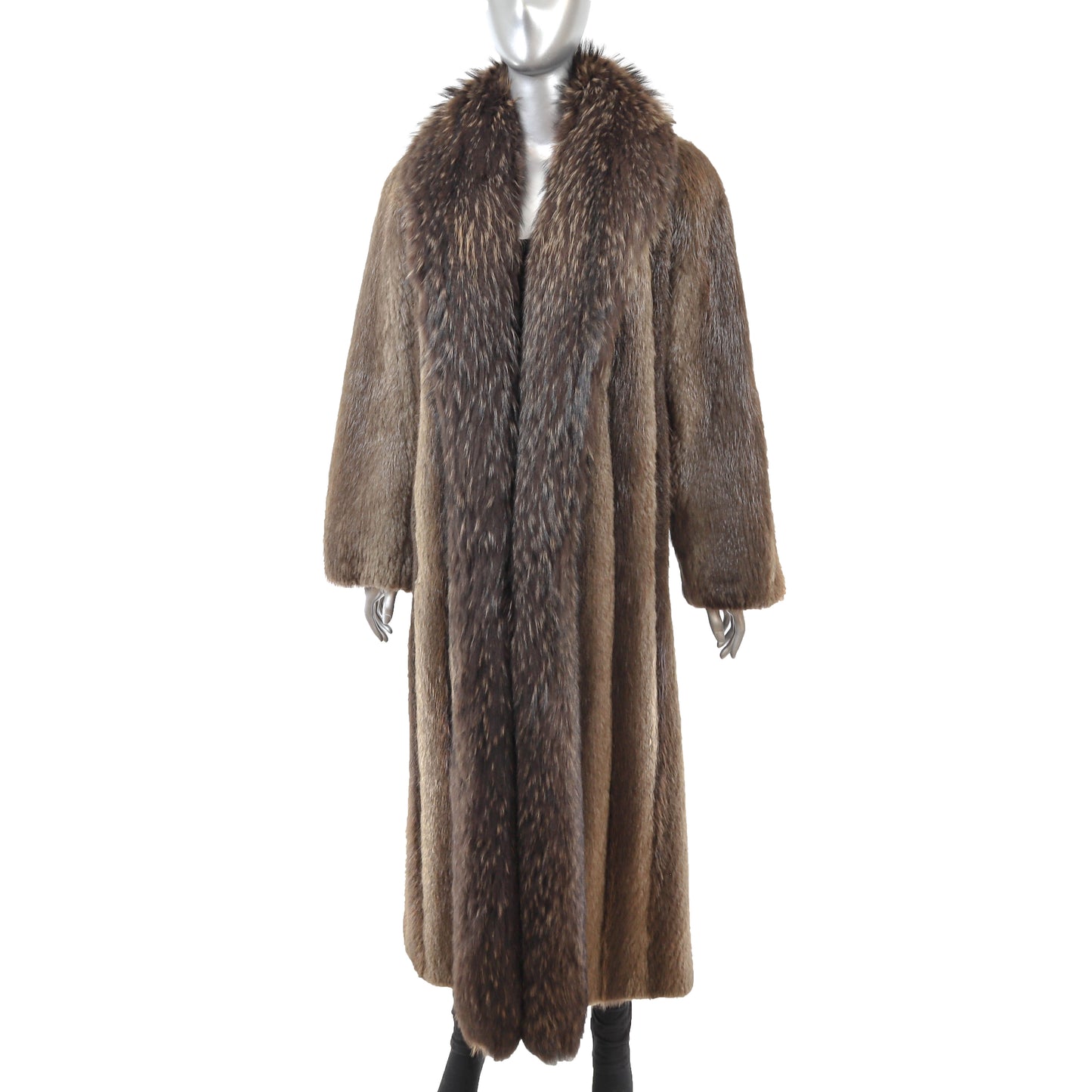 Beaver Coat with Fox Tuxedo- Size M