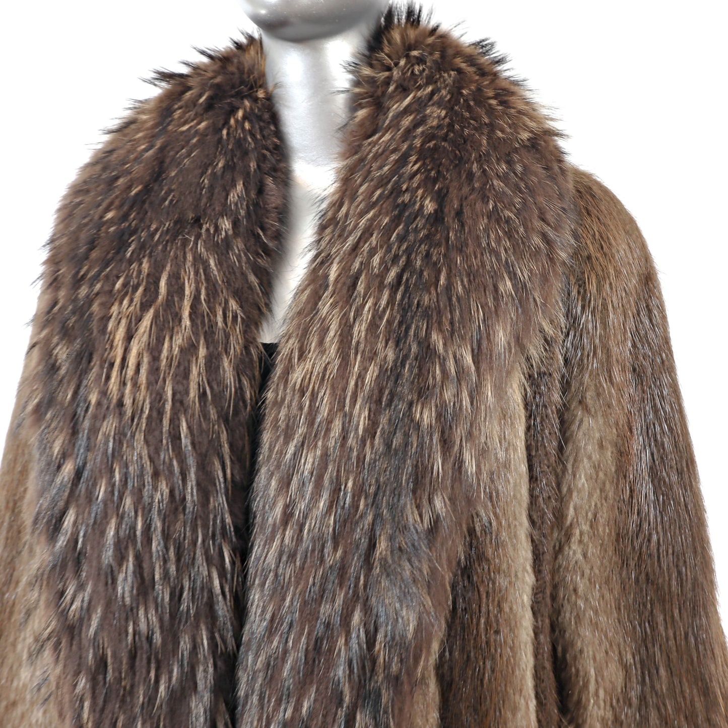 Beaver Coat with Fox Tuxedo- Size M