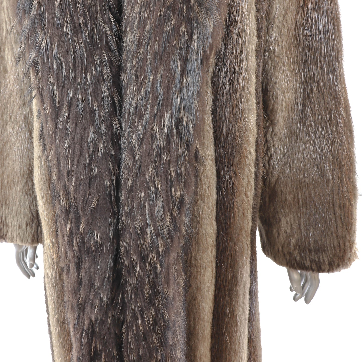 Beaver Coat with Fox Tuxedo- Size M
