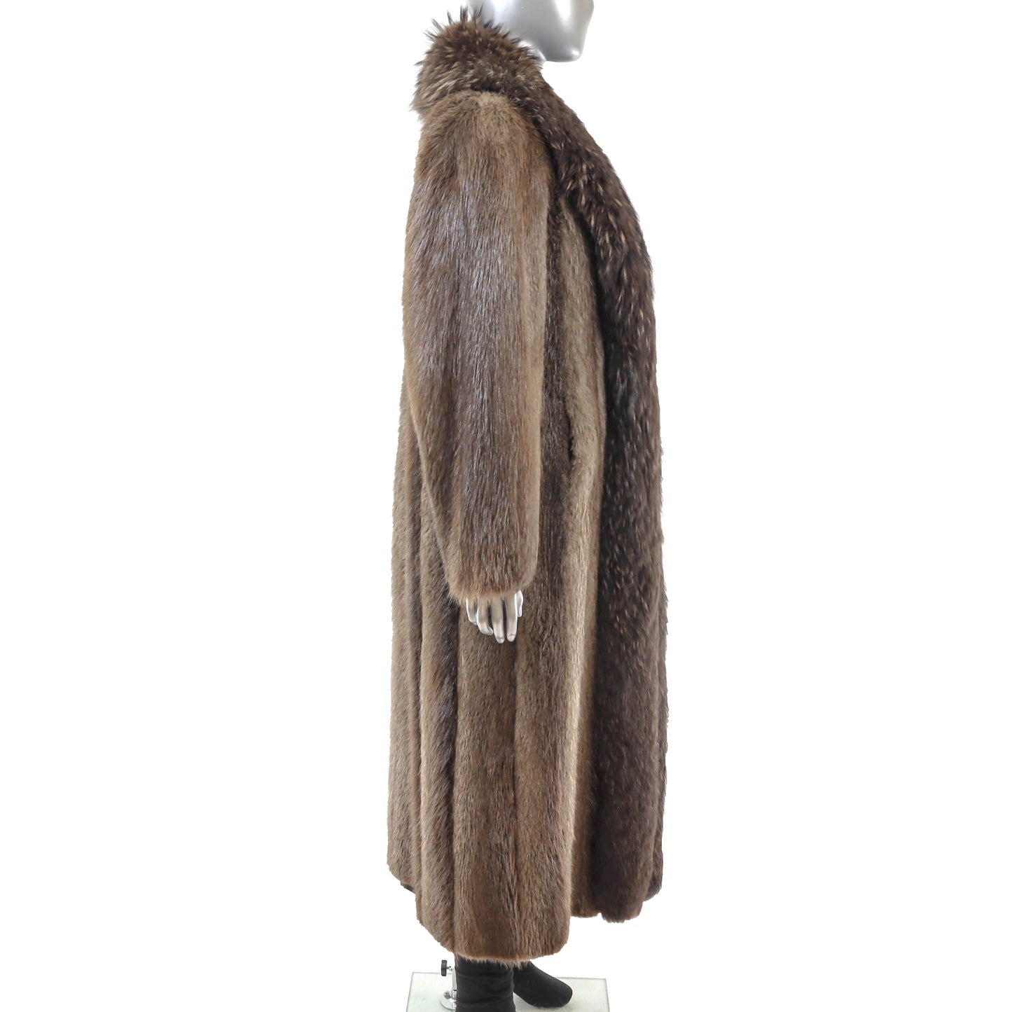 Beaver Coat with Fox Tuxedo- Size M