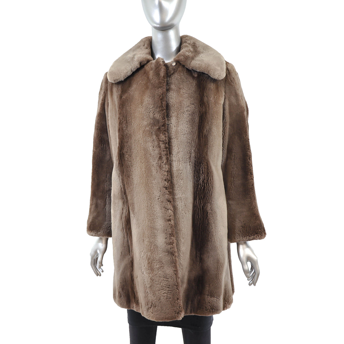 Brown Sheared Beaver 3/4 Coat - Size L