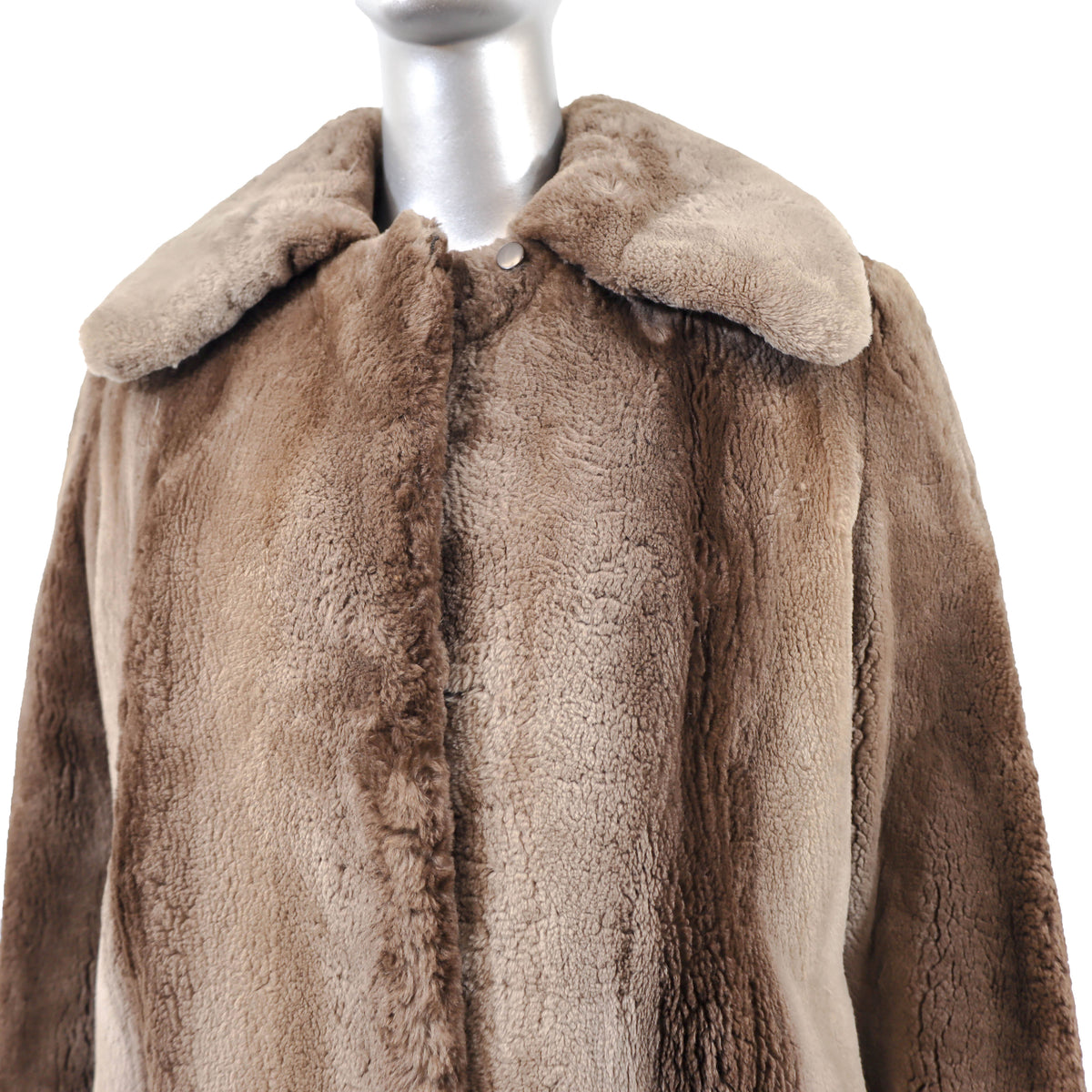 Brown Sheared Beaver 3/4 Coat - Size L