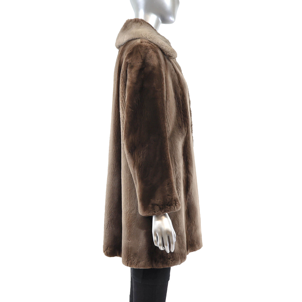Brown Sheared Beaver 3/4 Coat - Size L