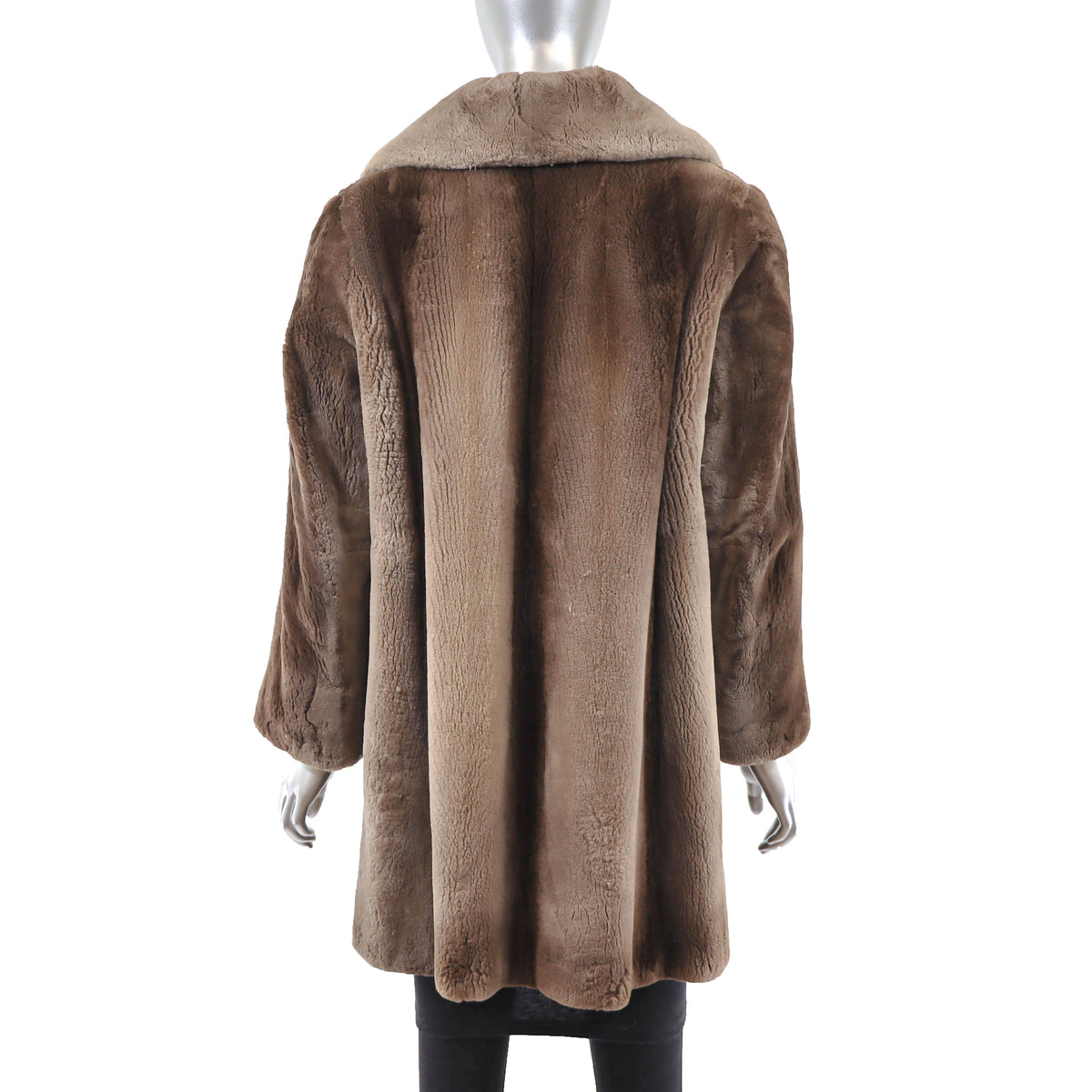 Brown Sheared Beaver 3/4 Coat - Size L