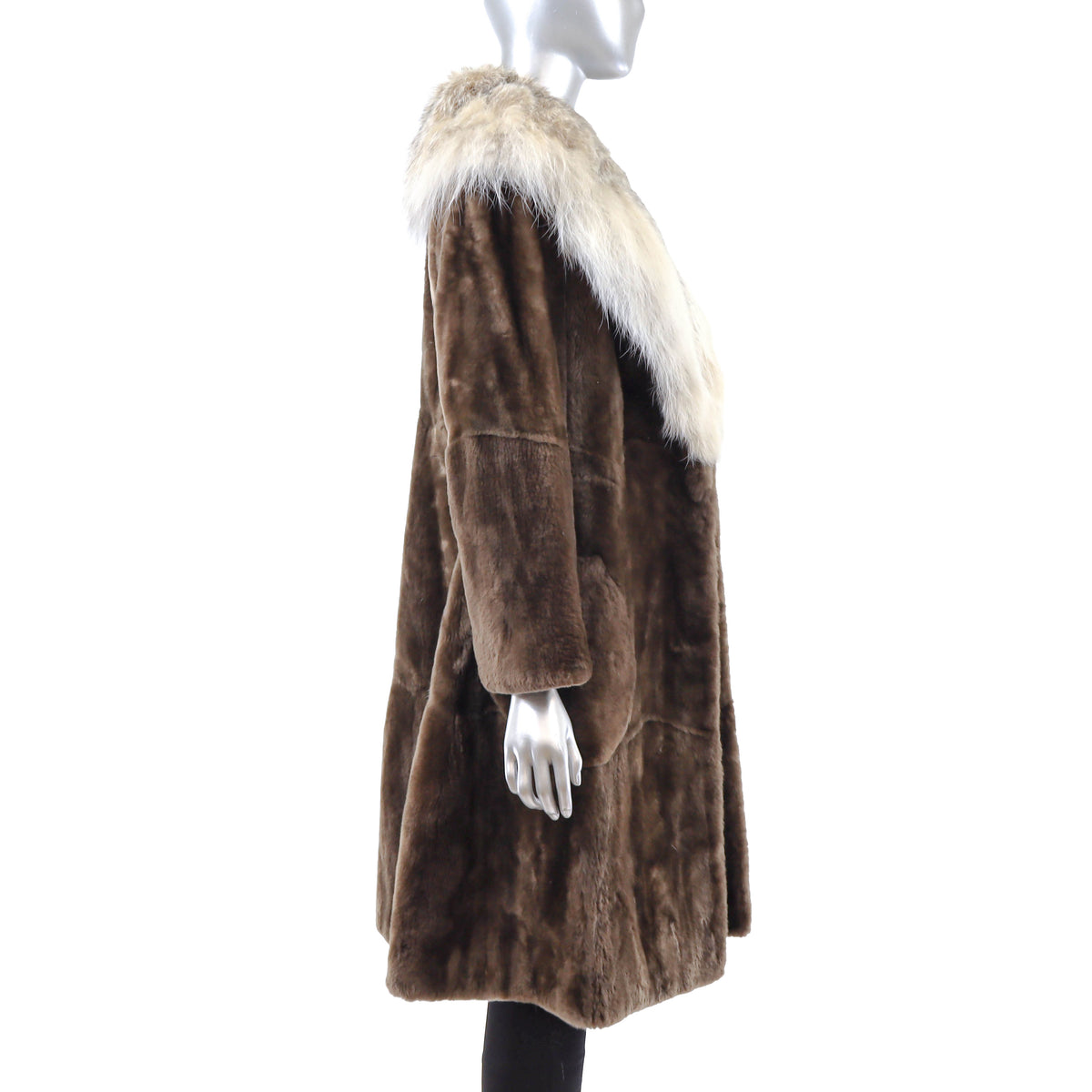 Sheared Beaver Coat with Lynx- Size S