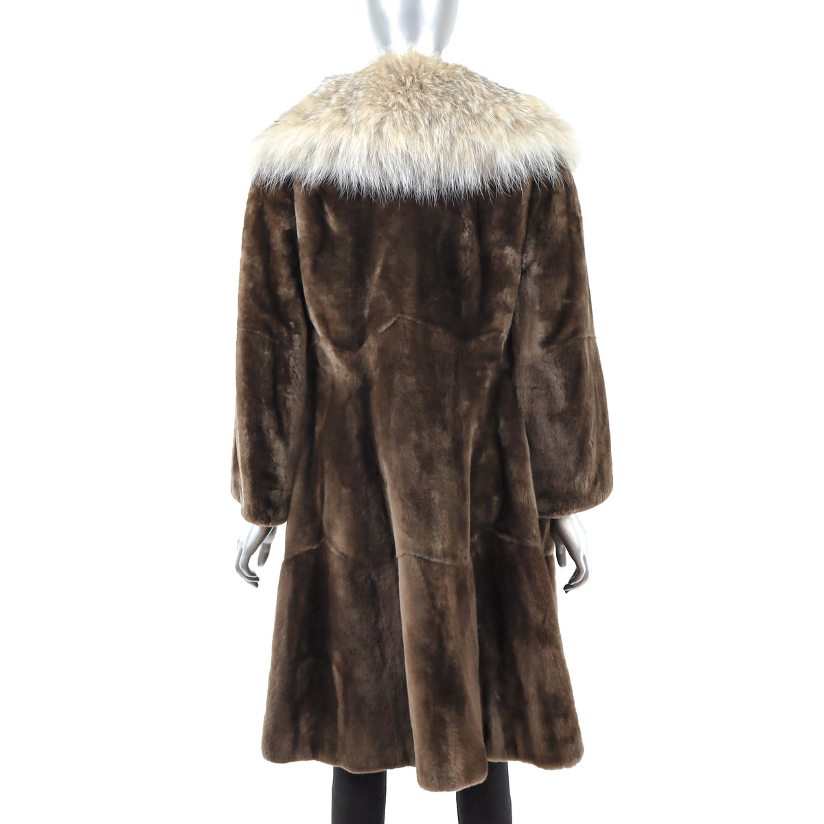 Sheared Beaver Coat with Lynx- Size S