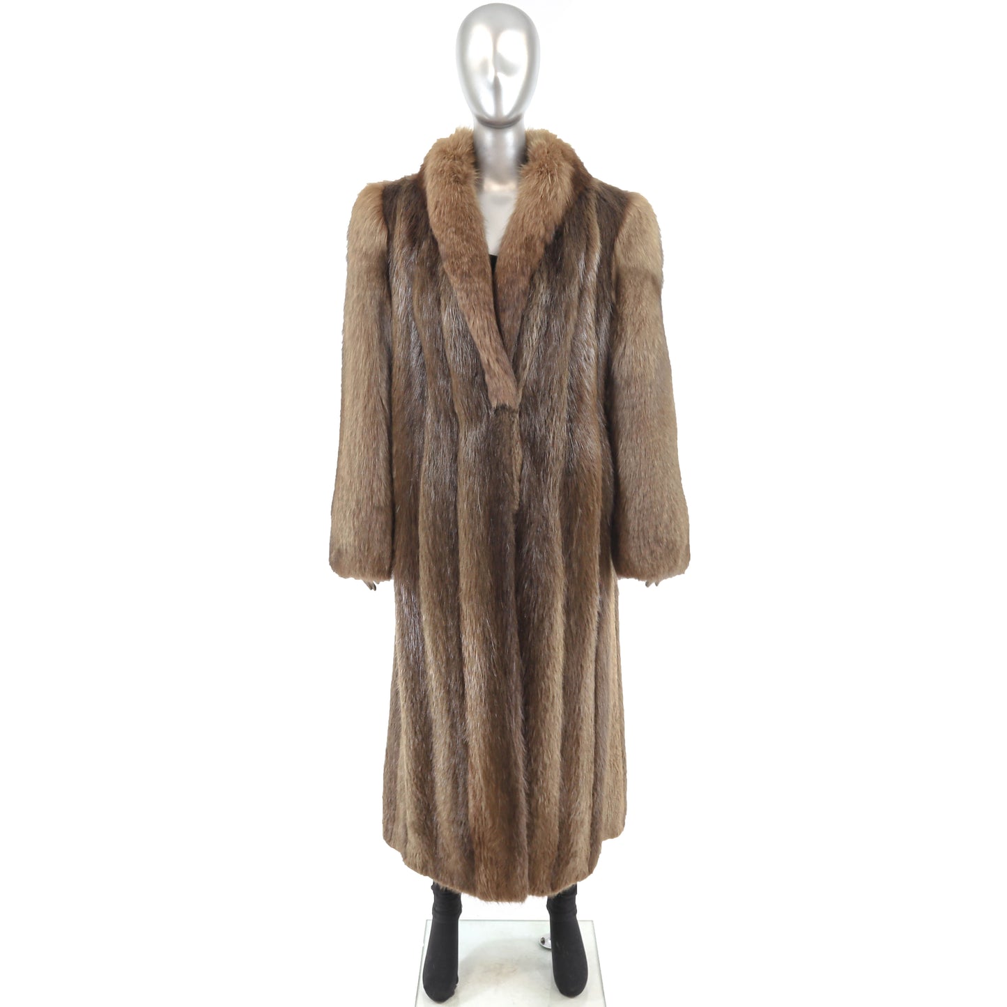 Beaver Coat with Fox Collar and Sleeves- Size M