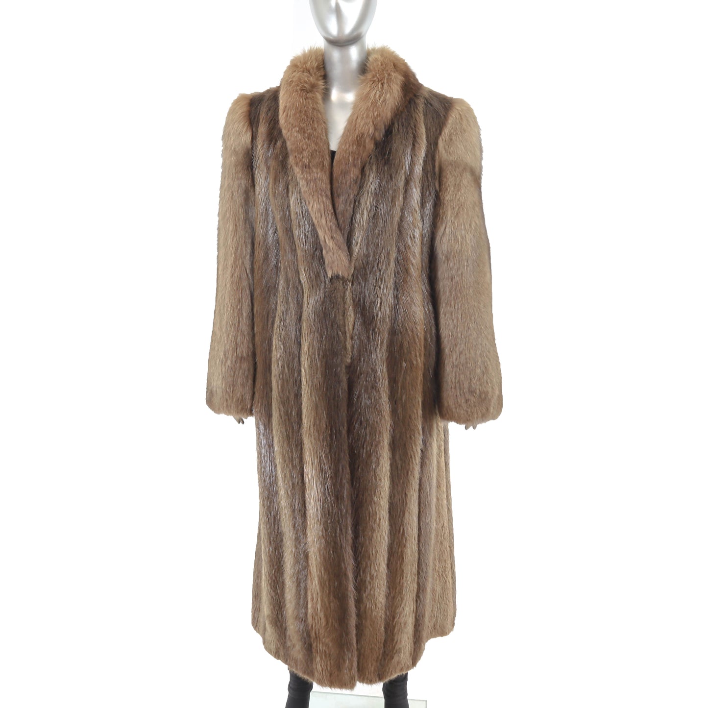 Beaver Coat with Fox Collar and Sleeves- Size M