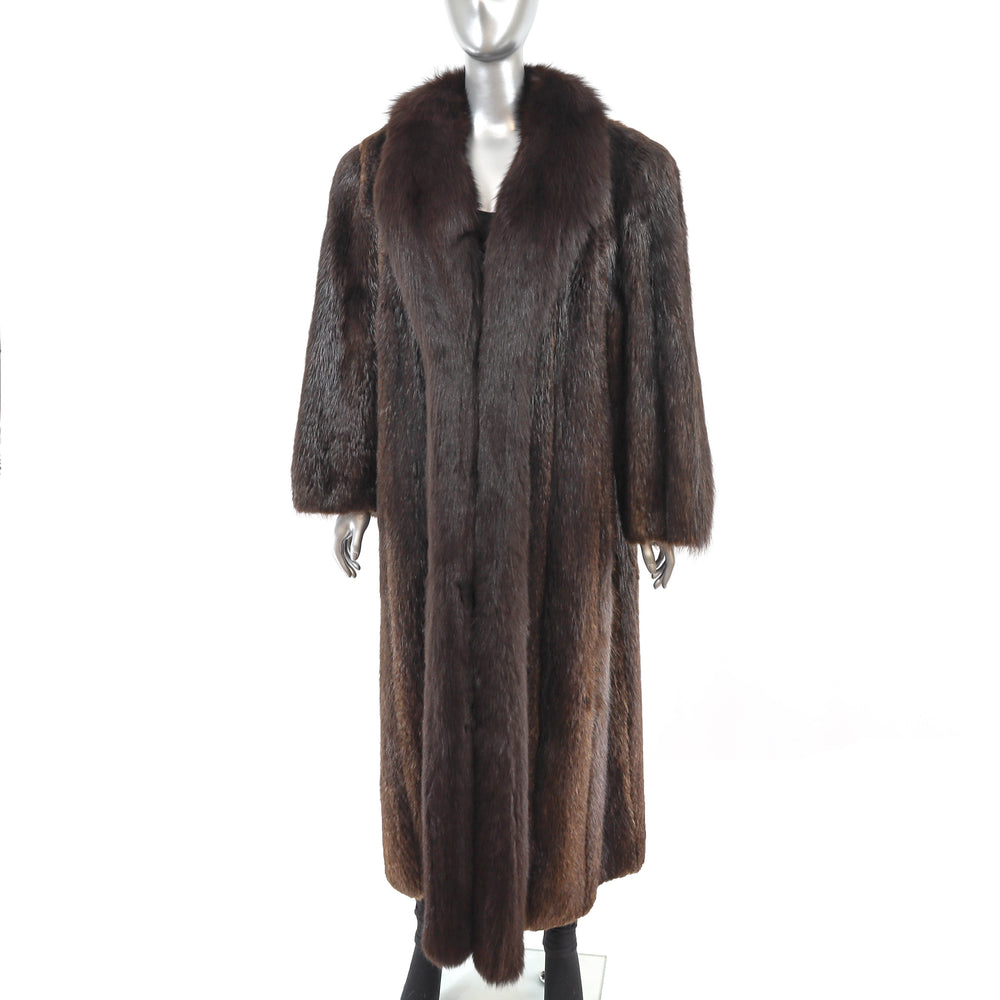 Beaver Coat with Fox Tuxedo- Size L