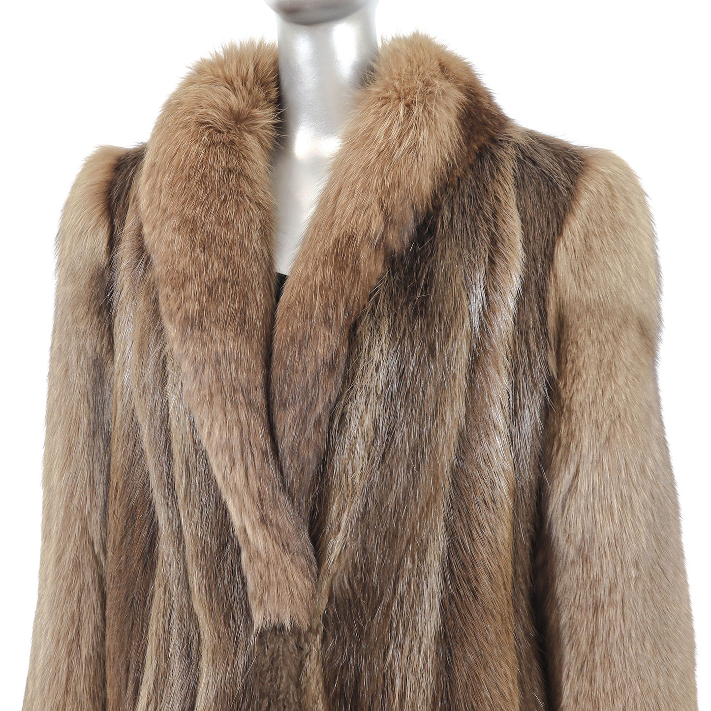 Beaver Coat with Fox Collar and Sleeves- Size M