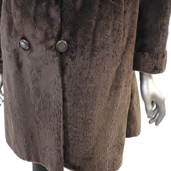 Sheared Beaver Coat with Mink Collar- Size M