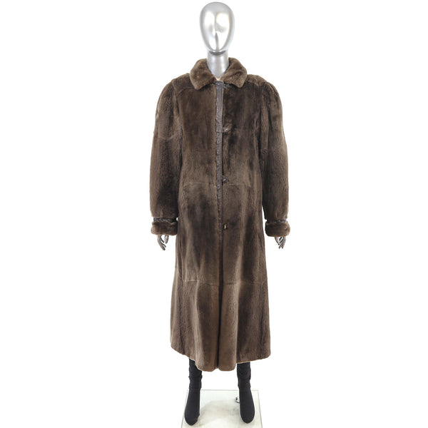 Sheared Beaver Coat with Detachable Lining- Size M