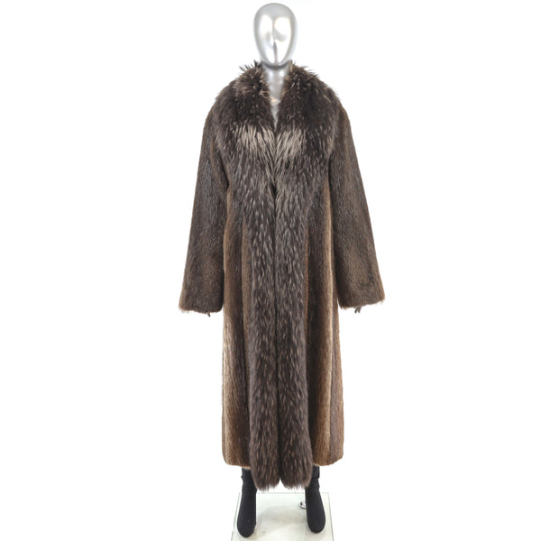 Rosendorf/ Evans Beaver Coat with Raccoon Tuxedo- Size XS