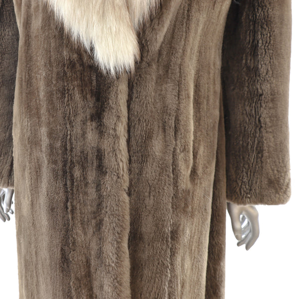 Sheared Beaver Coat with Blue Fox Collar- Size XS