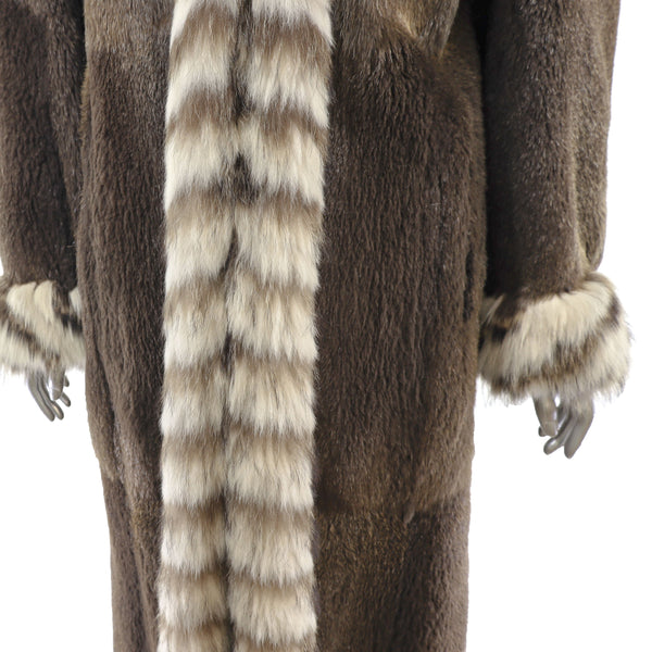 Yves Saint Laurent Sheared Beaver Coat with Fox Trim- Size M