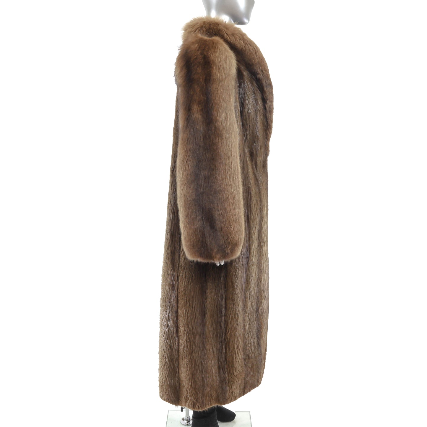 Beaver Coat with Fox Collar and Sleeves- Size M