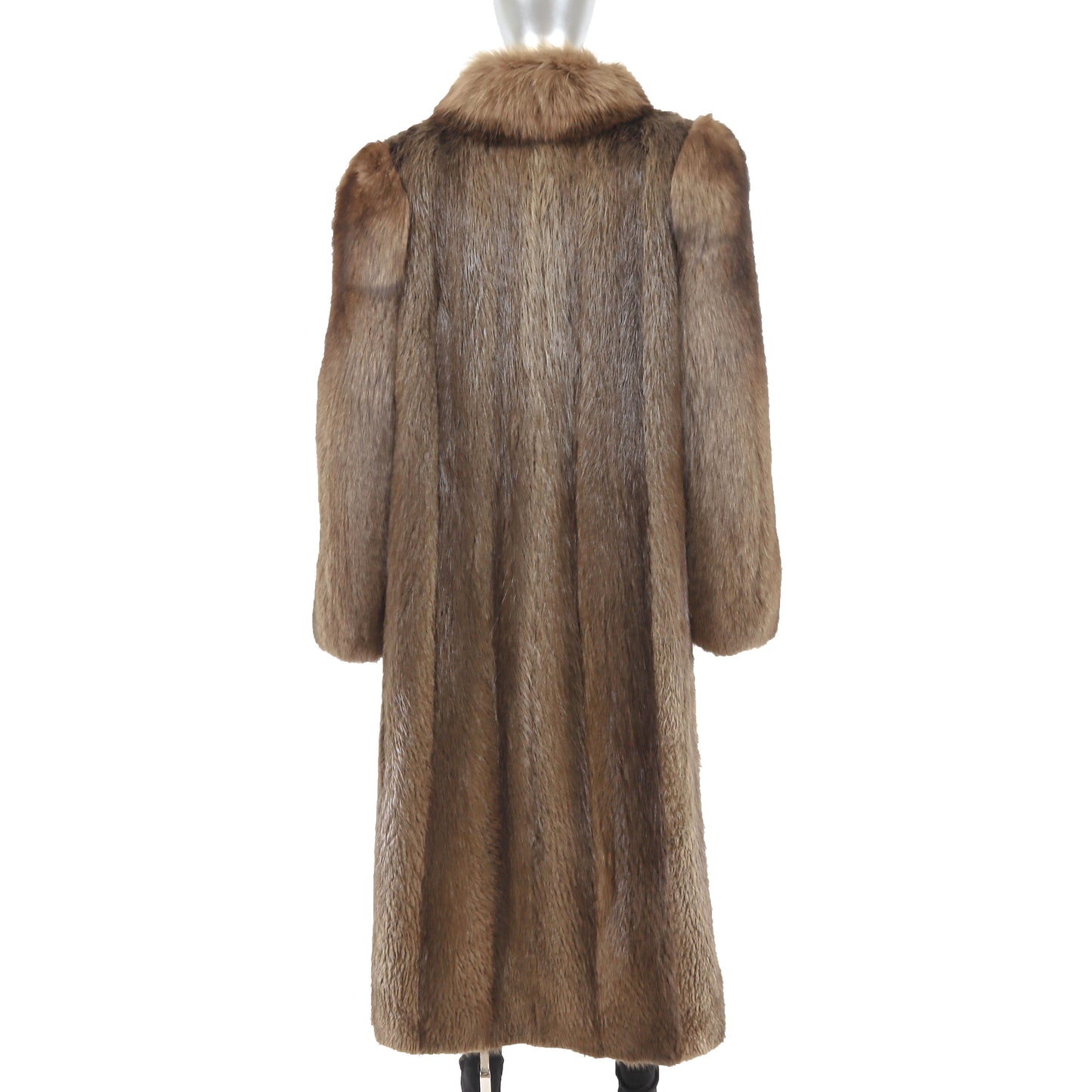 Beaver Coat with Fox Collar and Sleeves- Size M