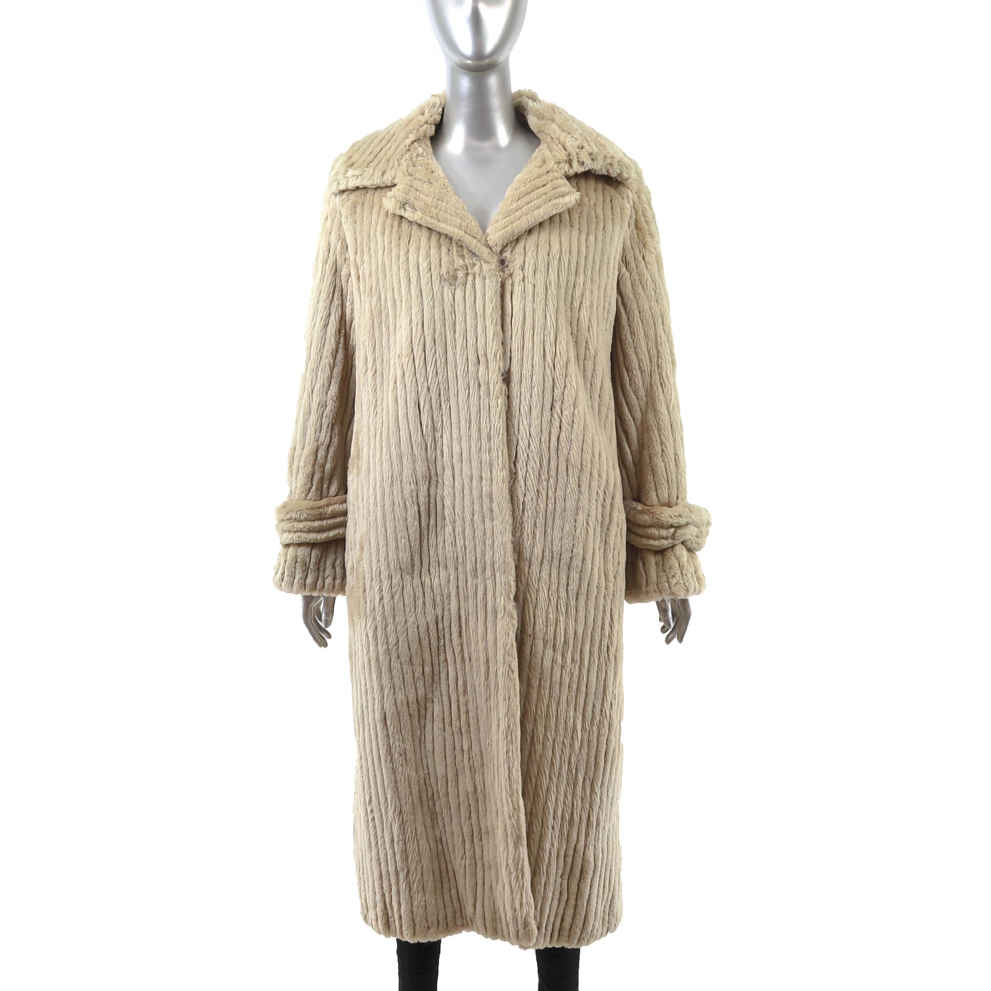 Beige Sheared Reversible Beaver Coat- Size M