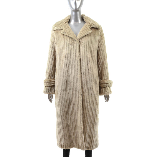 Beige Sheared Reversible Beaver Coat- Size M