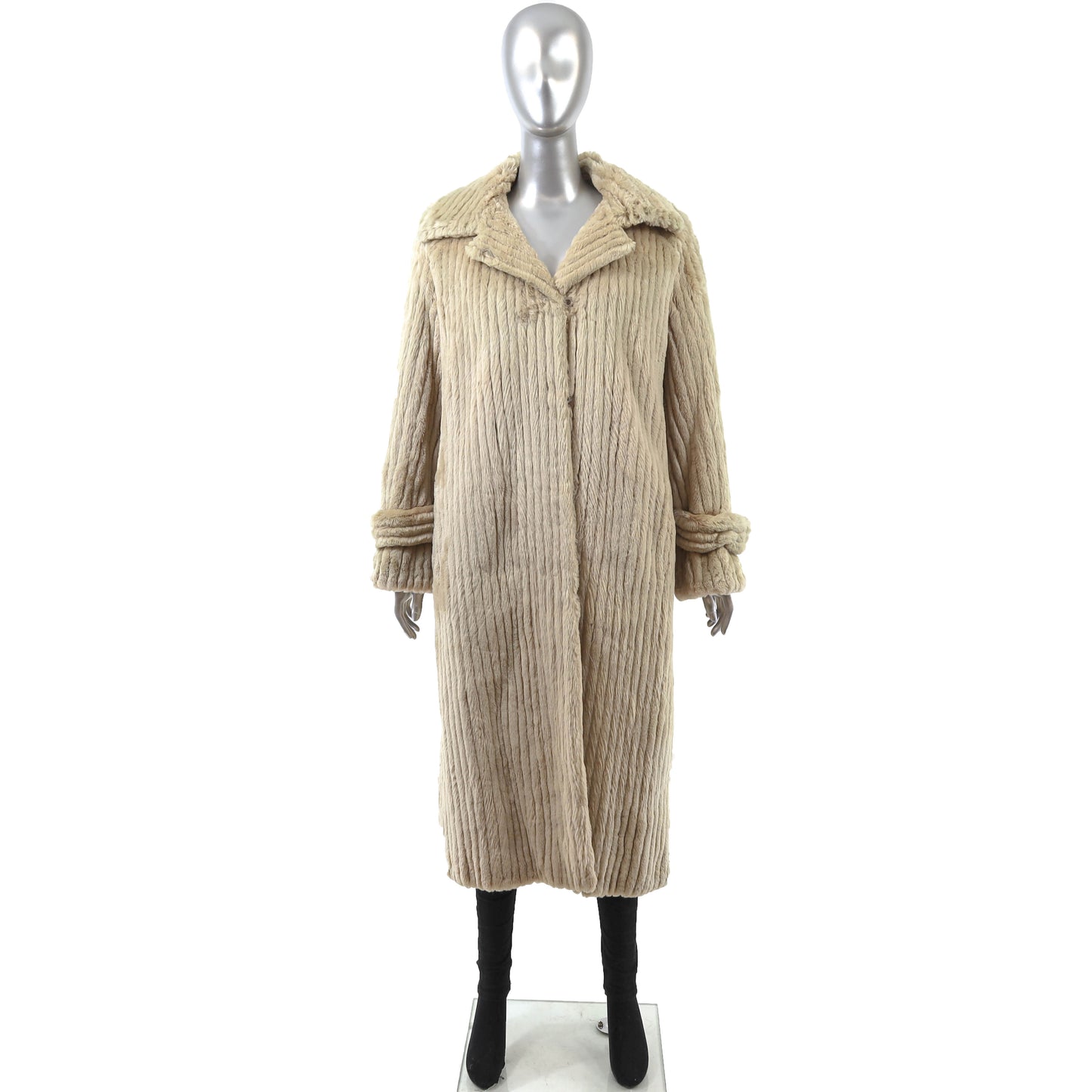 Beige Sheared Reversible Beaver Coat- Size M
