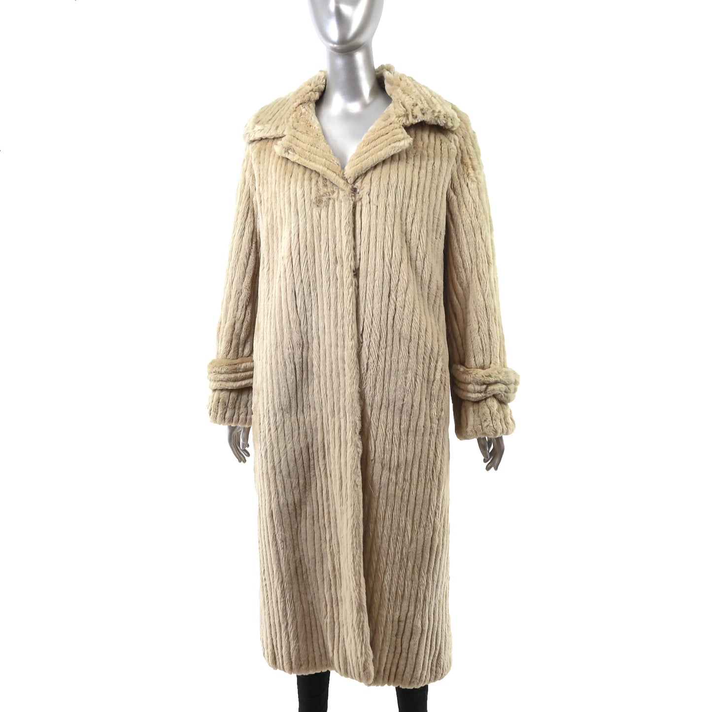 Beige Sheared Reversible Beaver Coat- Size M