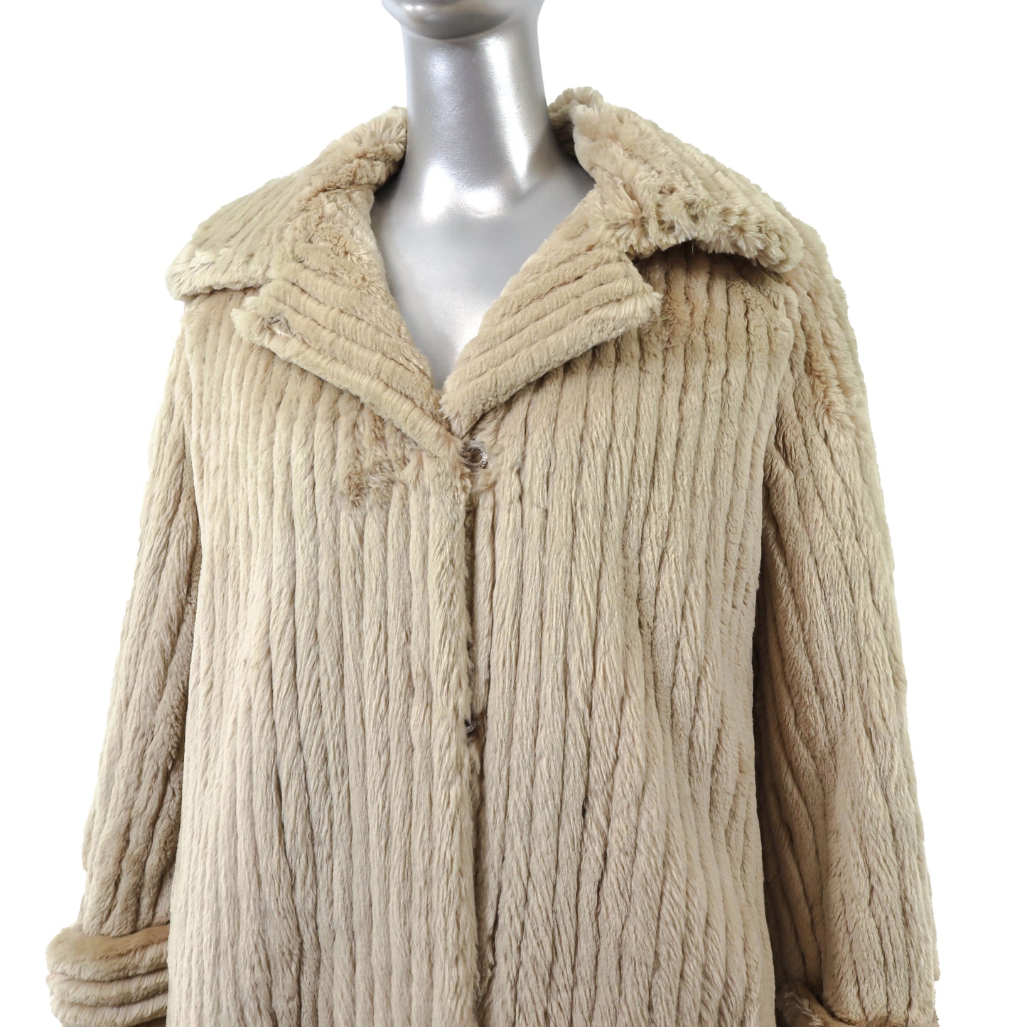 Beige Sheared Reversible Beaver Coat- Size M