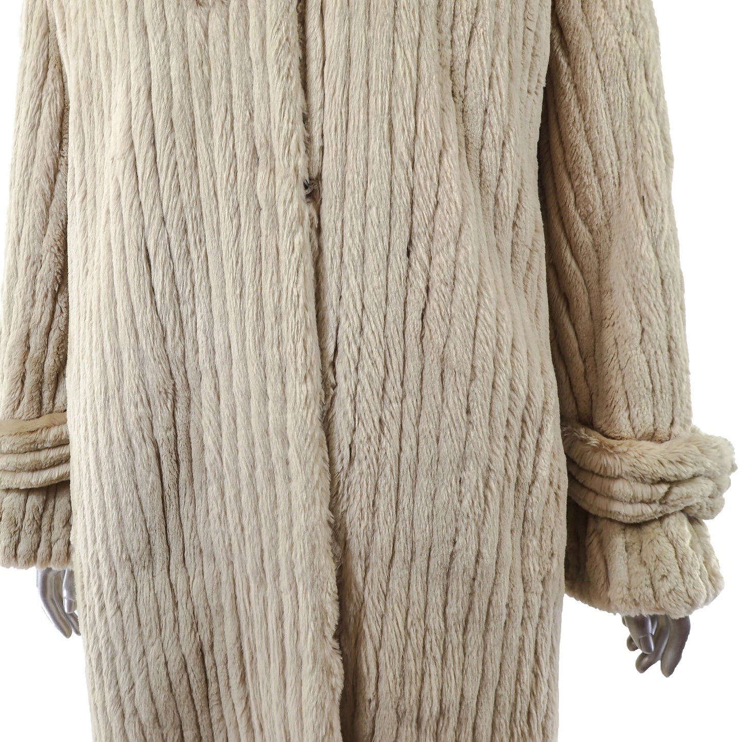 Beige Sheared Reversible Beaver Coat- Size M